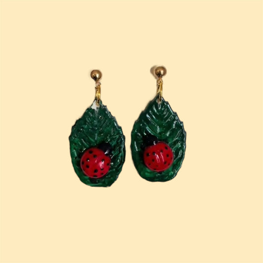 Lounging Ladybug earrings/pins